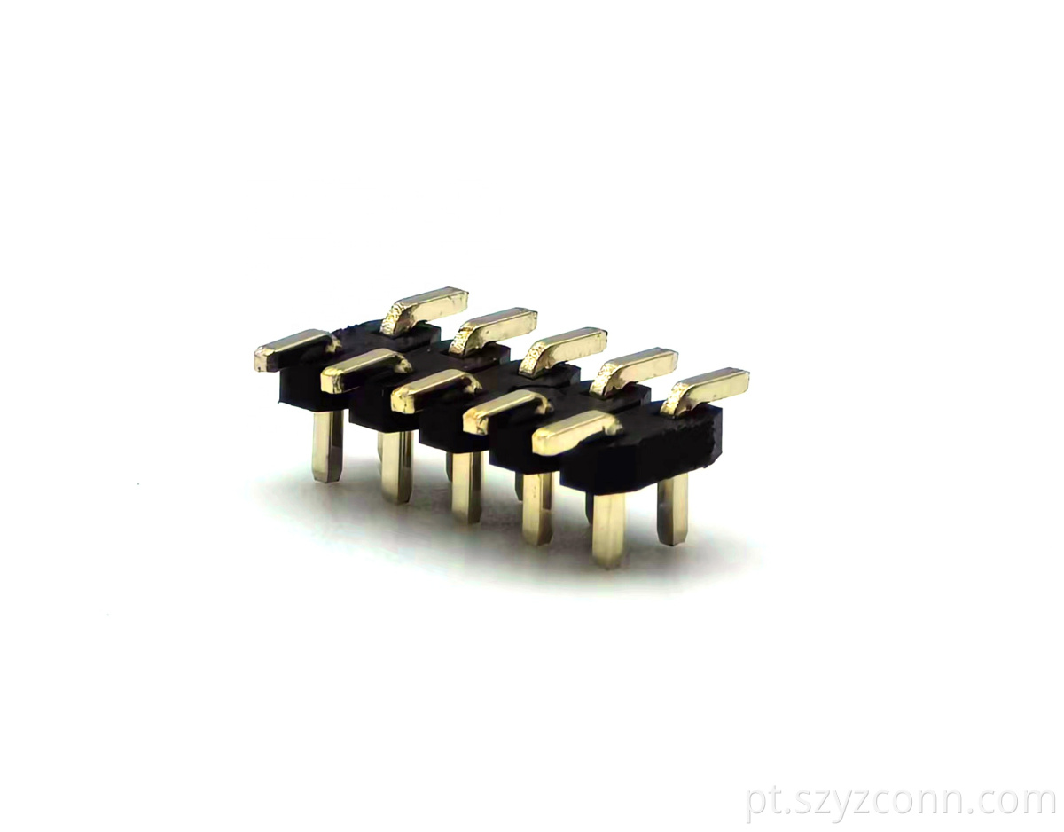 Fileira dupla SMT H1.0mm 2x5P do conector do cabeçalho do pino do passo de 2.54mm 2.54mm Pitch Pin header Connector Dual Row SMT H1.0mm 2x5P